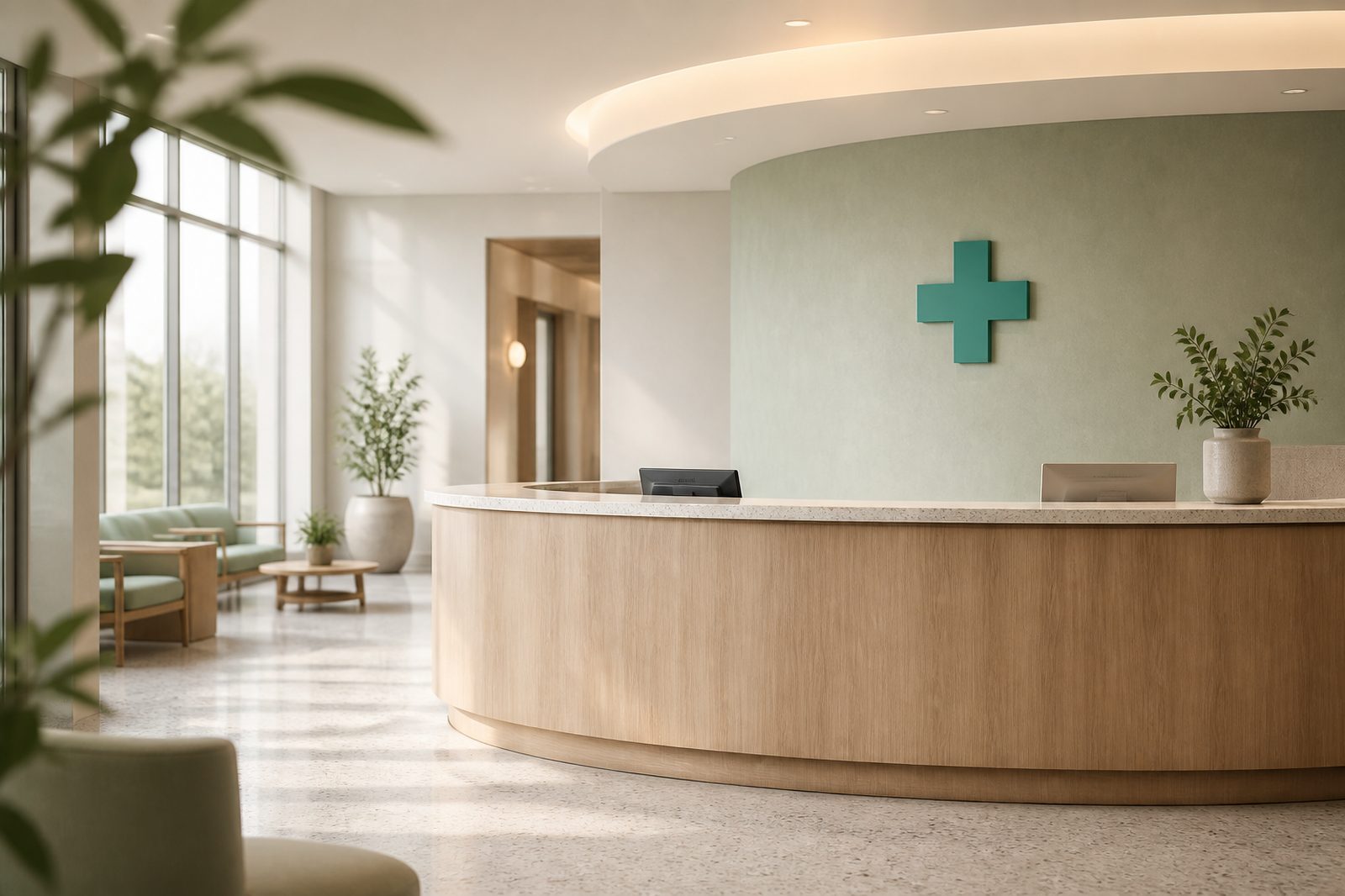 Hospital reception with natural light